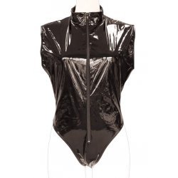 Tamatoys 性感黑色亮面拉鍊緊身背心 男娘用 2L