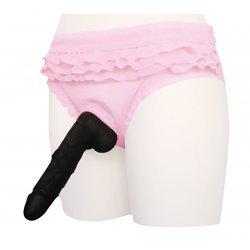 Tamatoys 粉色荷葉花邊開洞內褲 男娘用 2L